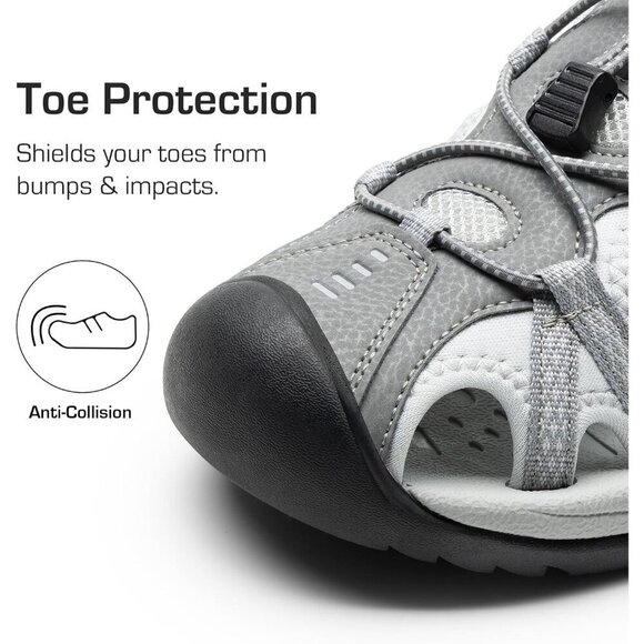 Hiking Sandals Men\'s Light Gray Athletic Cushioned Closed Toe Fisherman Shoes main image 7
